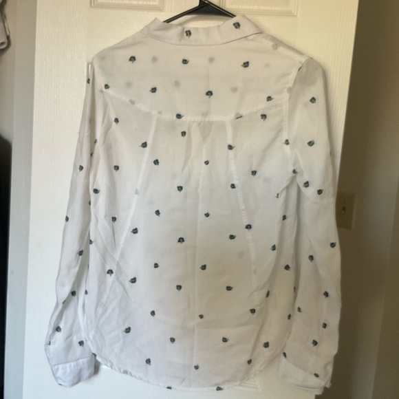 White Button Down with Blue Flowers - Picture 4 of 5